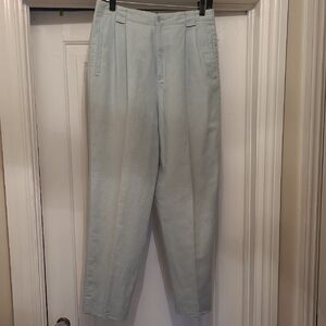 Liz Claiborne Lizsport Pale Aqua Pleated Linen/Cotton Pants